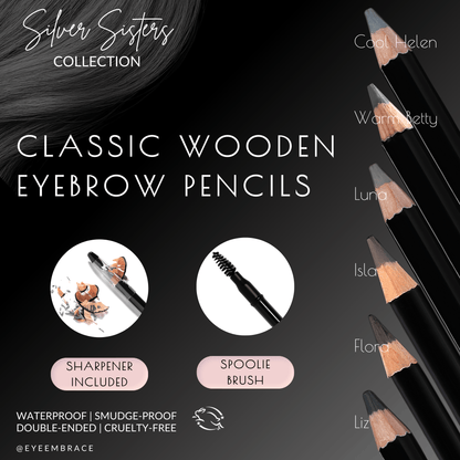 Classic Wooden Eyebrow Pencil with Sharpener and Spoolie Brush