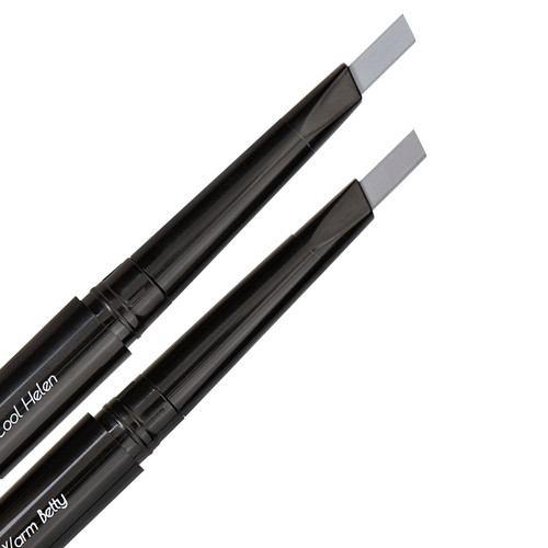 2 light gray eyebrow pencils bundle Eye Embrace Warm Betty & Cool Helen. Double-ended mechanical brow pencil with diamond wedge tip