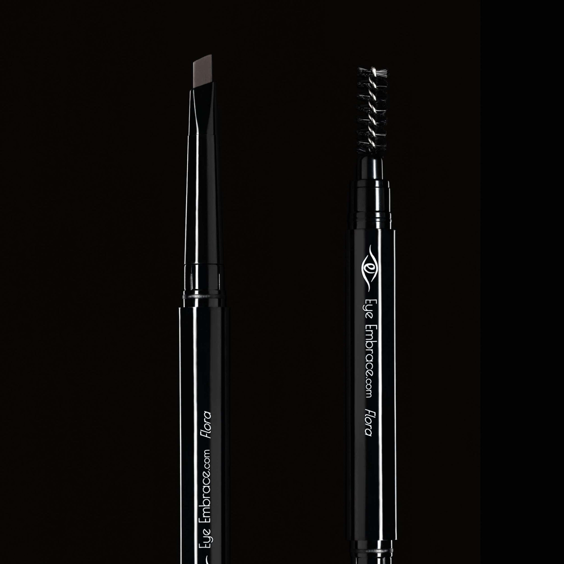 Dark Brown-Gray Eyebrow Pencil with Spoolie: Flora (Waterproof